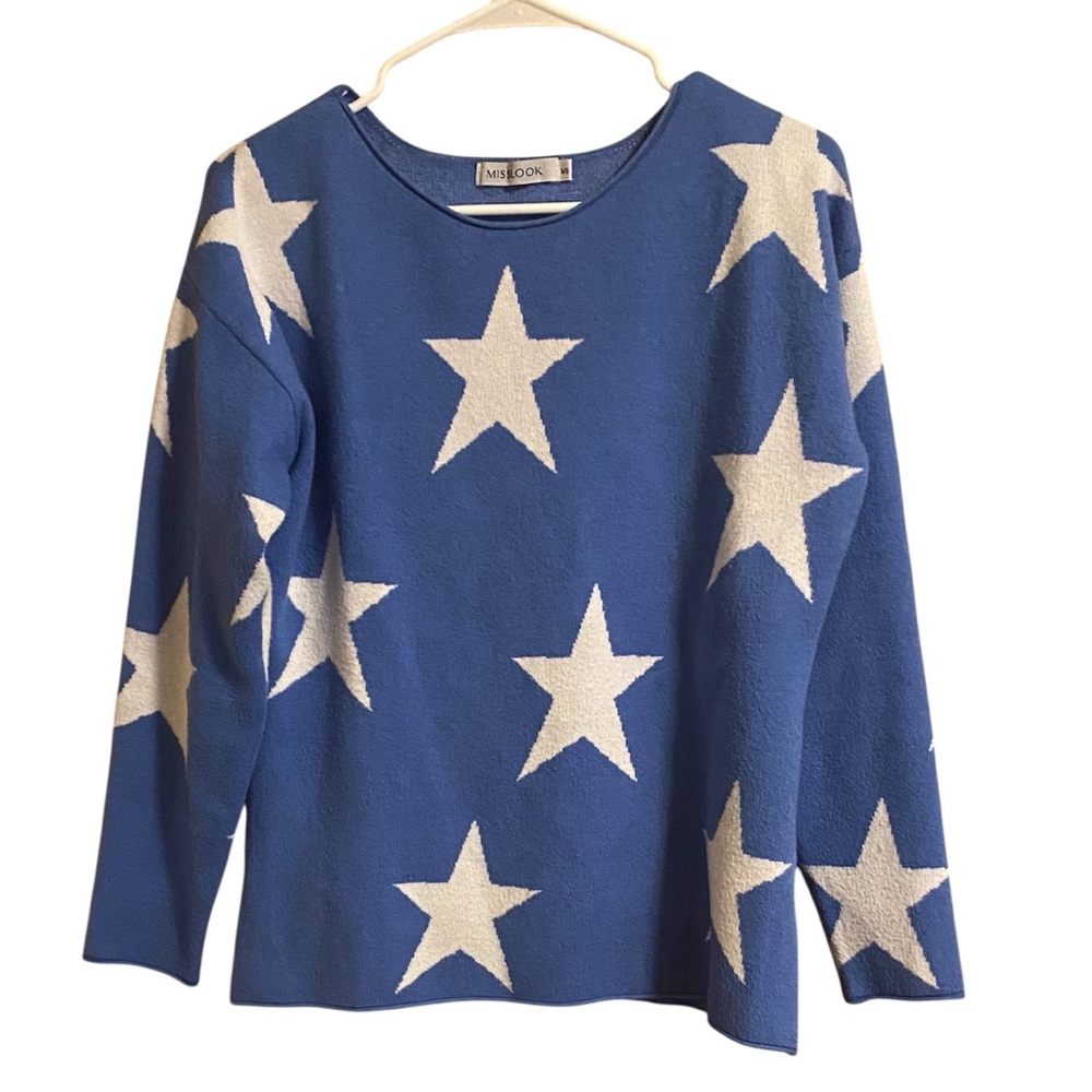 MISSLOOK Star Sweater Blue Small
